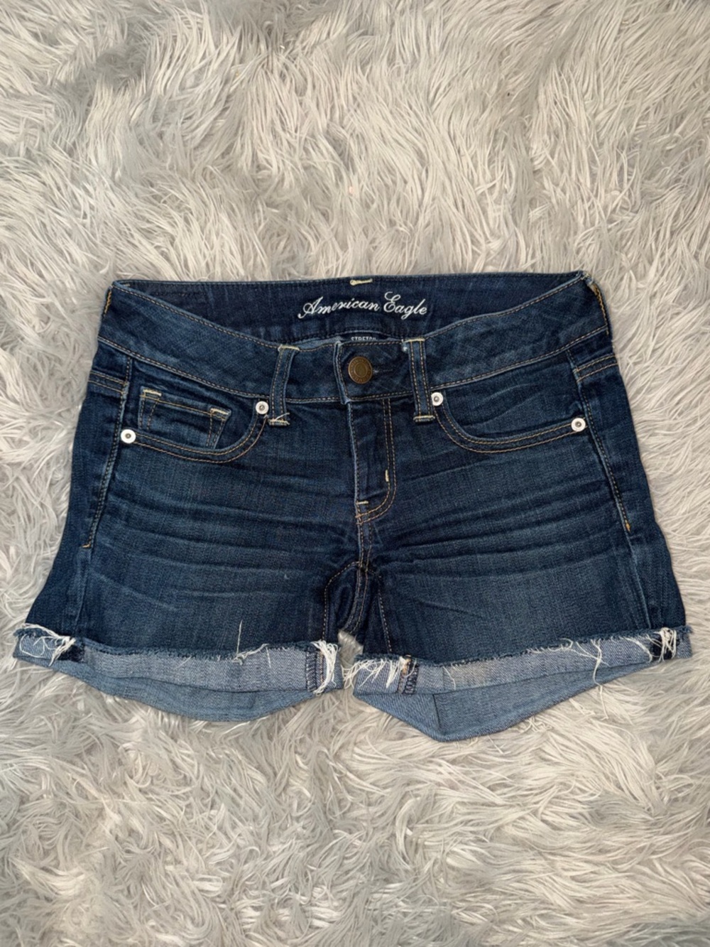 American Eagle Outfitters Dark Blue Denim Cutoff Shorts
